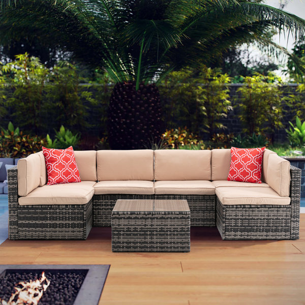 Latitude Run® 101.5'' Wide Outdoor UShaped Patio Sectional with Cushions Wayfair Canada